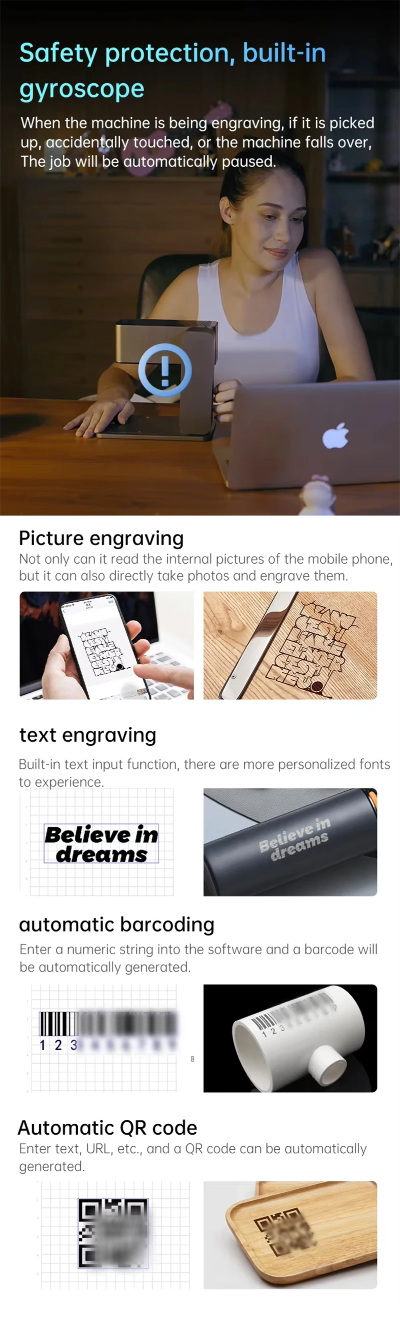 MR.CARVE C1 Mini 5W Diode Marking Machine Hot Selling 80*80mm Continuous Wave Stand for Wood Plastic Leather Auto Focus Leaf