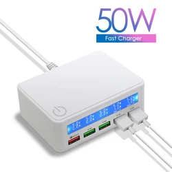 QC 3,0 Высокоскоростная умная зарядка Мульти Usb зарядное устройство 5 портов Usb концентратор с ЖК-дисплеем