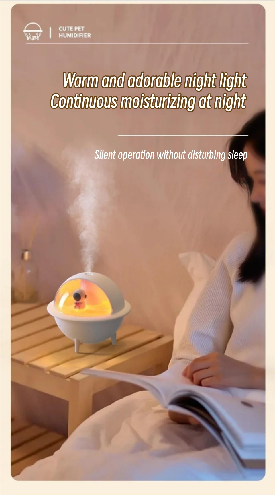 Gadgetoo Creative 350Ml Space Man Planet Humidifier Cool Mist Ultrasonic Mist Sprayer With Romantic Warm Light