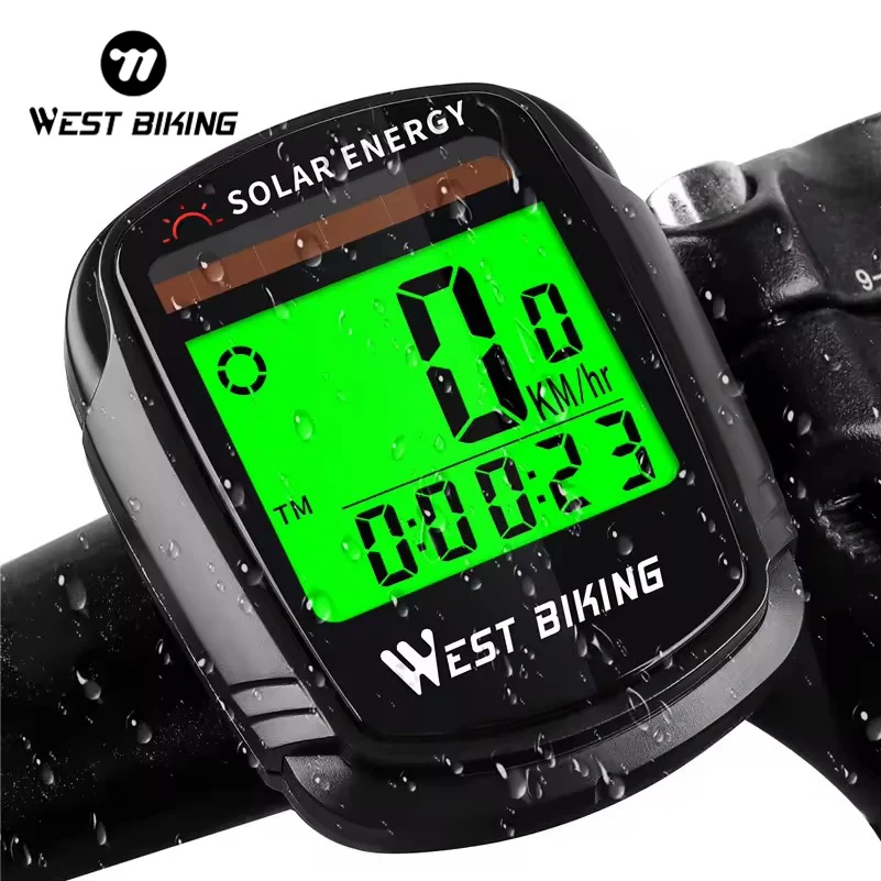 WEST BIKING 4 Modes Waterproof Solar Bike Computer Wireless Mini Intelligent Bicycle Speedometer Odometer Accessories