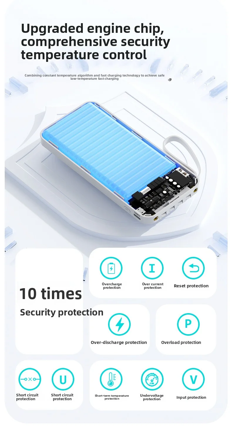 全新海外PD20W超快速充电电源组发光二极管屏幕四内置充电电缆不同微型USB DC OEM