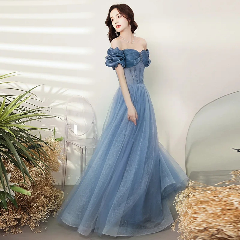 French Evening Dress Female One Shoulder 2022 New Summer Temperament Princess Party Dresses French Evening Dress Female One Shoulder 2022 New Summer Temperament Princess Party Dresses