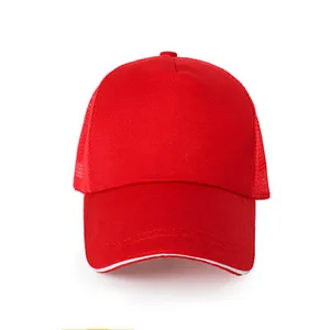 Custom 5 Panel Red Polyester/cotton Sports Baseball Caps Hat Wtih Embroidery Logo Mesh Trucker Caps for Men