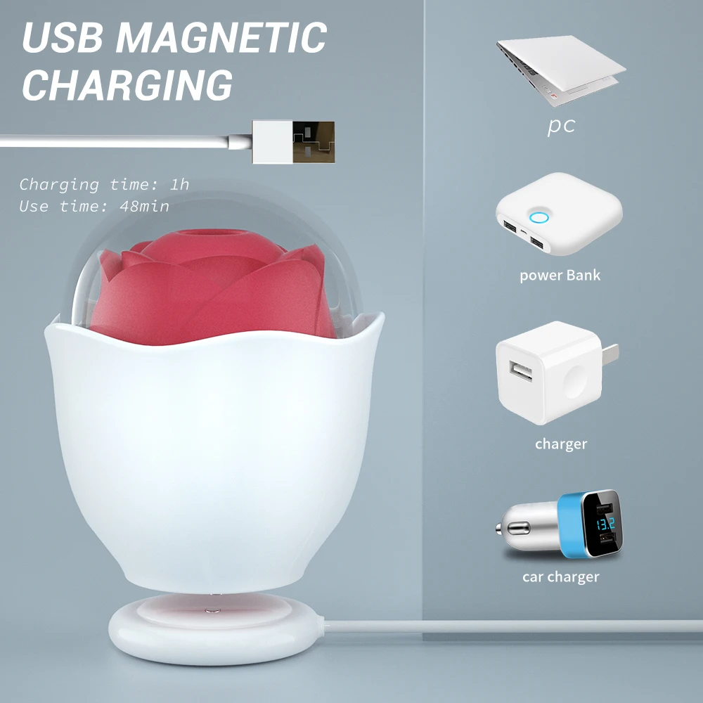 Hot Seller Women Toys Adult Vagina Led Light Women 3 in 1 Clitoral Sucking  Rose Vibrator Sex Toy Women