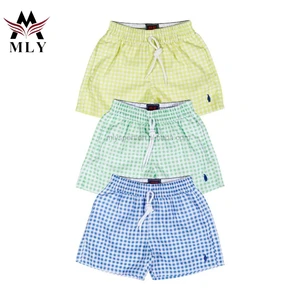 Custom Baby Kids Swimwear Swim Shorts Plaid Printed Children Boy Swimsuits