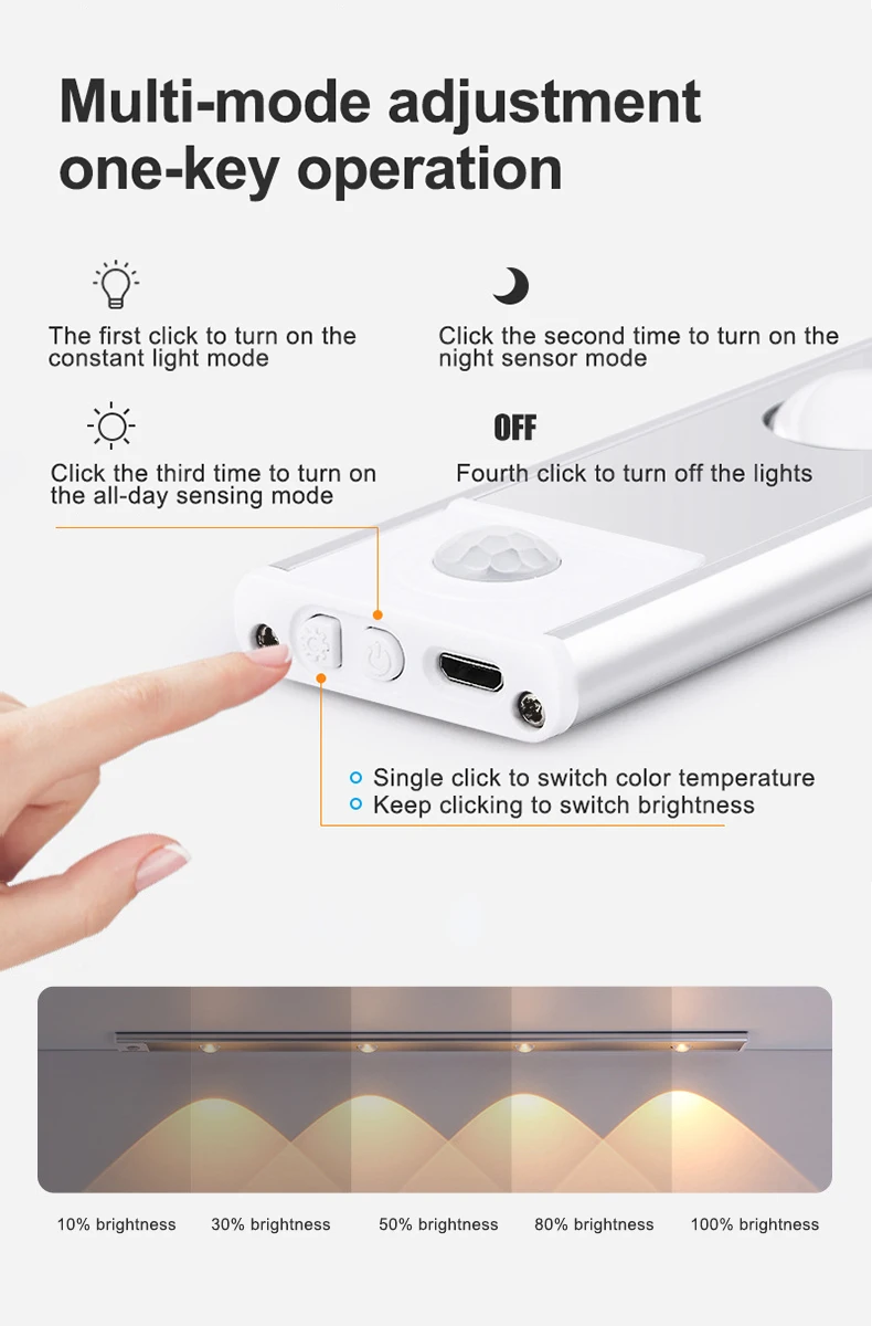 product rechargeable magnetic wireless motion sensor closet light under cabinet light with aluminum luminous cabinet lamp-42