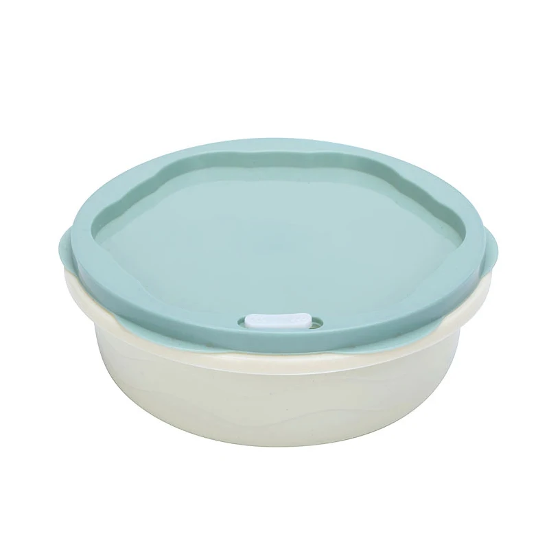 Set of 5  Macaron Color Microwavable Plastic Food Containers Bowls Storage Lunch Boxes Multi Size Round Containers with  Lids