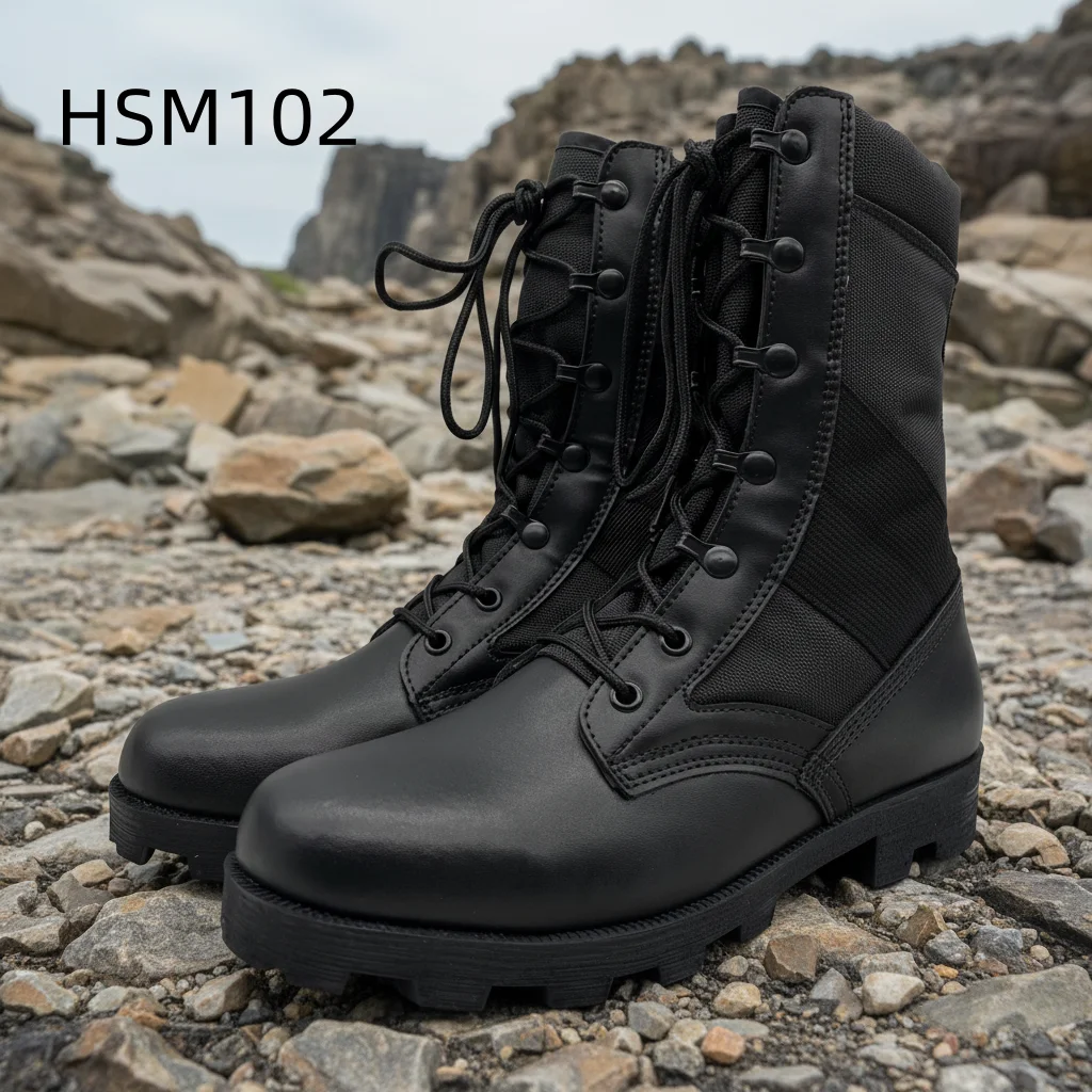 BTY,Wilderness Survival Water-Repellent Nylon Fabric Combat Boots Factory Price Hard Wearing Sole Classic Training Boots HSM102
