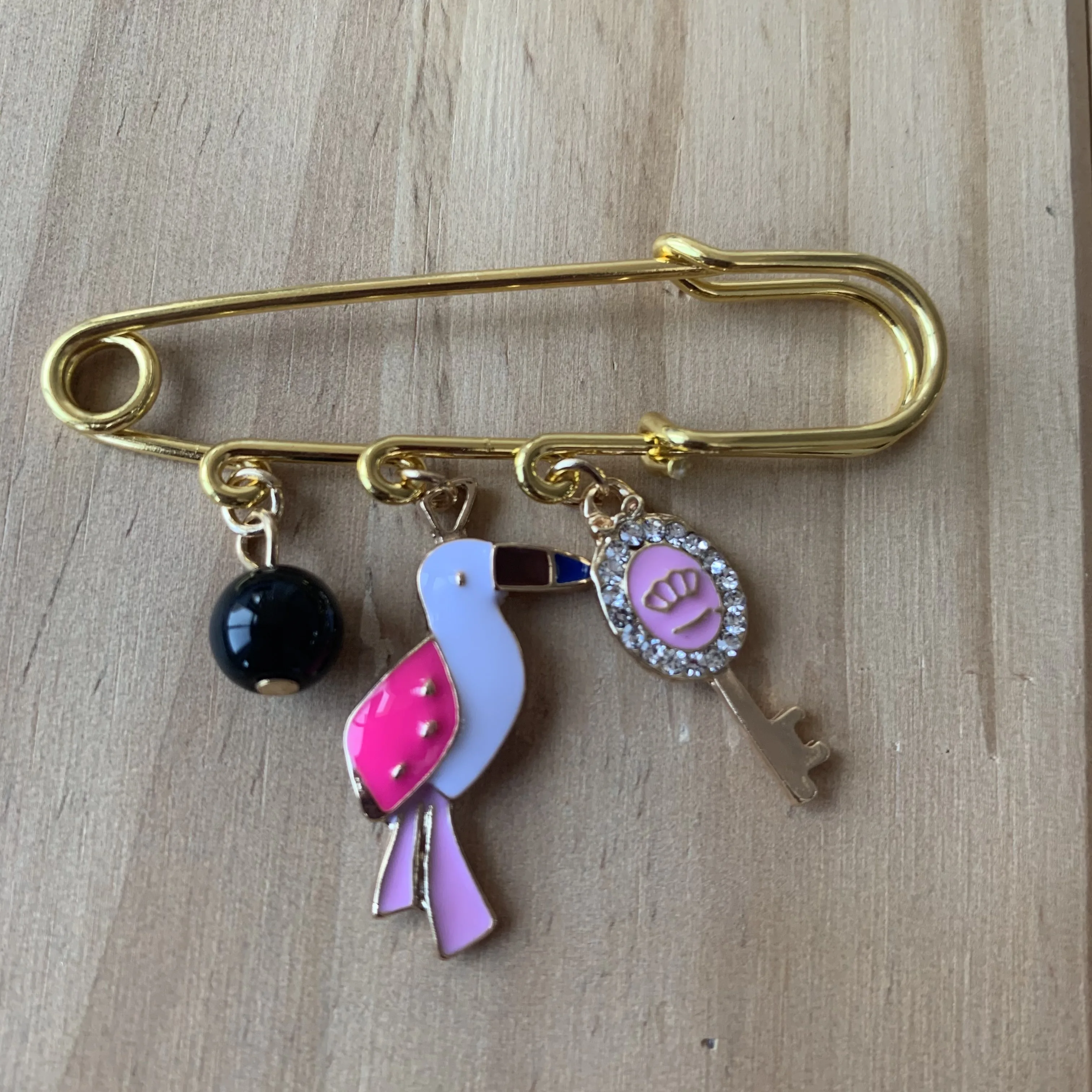 Charm Safety Pin Diaper Pin Design – AzureBella Jewelry