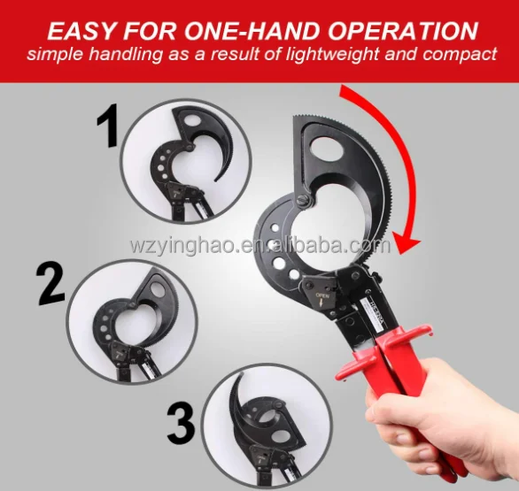 Iron Cable Ratcheting Ratchet Cable Cutter, Heavy Duty Wire Cutter for Aluminum Copper Cable ...