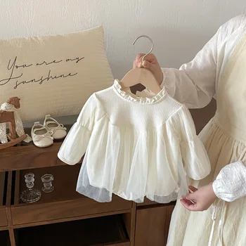 Korean Style Autumn New Long-sleeve Mesh Romper Triangular Climbing Girls' Fashion Stand Collar Suitable Newborns' Clothes