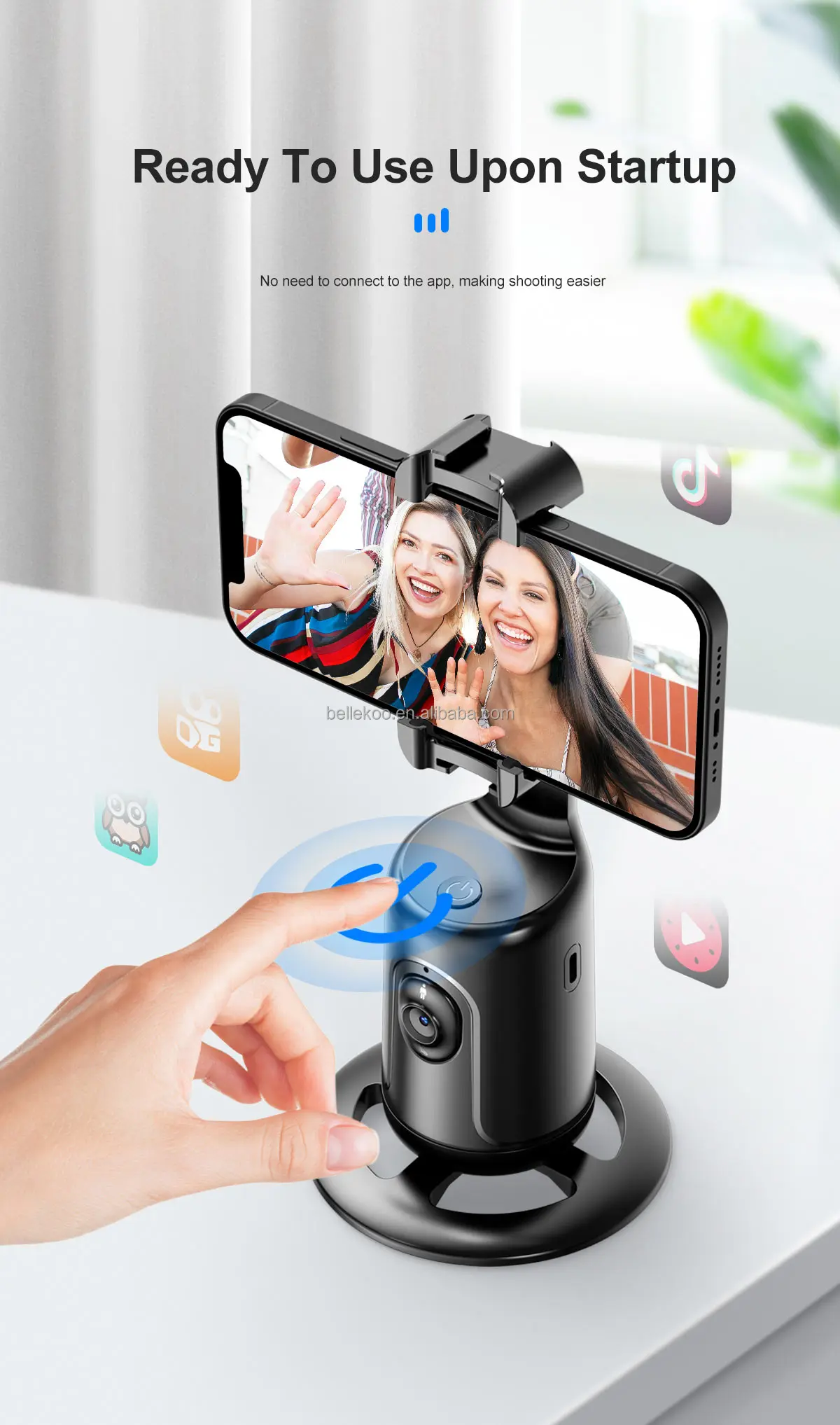 360 Rotate AI Smart Auto Motion Follow Face Tracking Stabilizer Phone Gimbal for Live Streaming Vlog Video Making