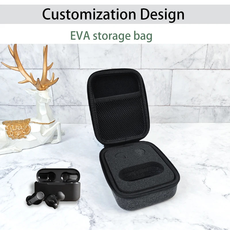 Custom Logo Waterproof EVA Earphone Case Travel Shockproof Earphone Carry Case EVA Earbuds Bag supplier