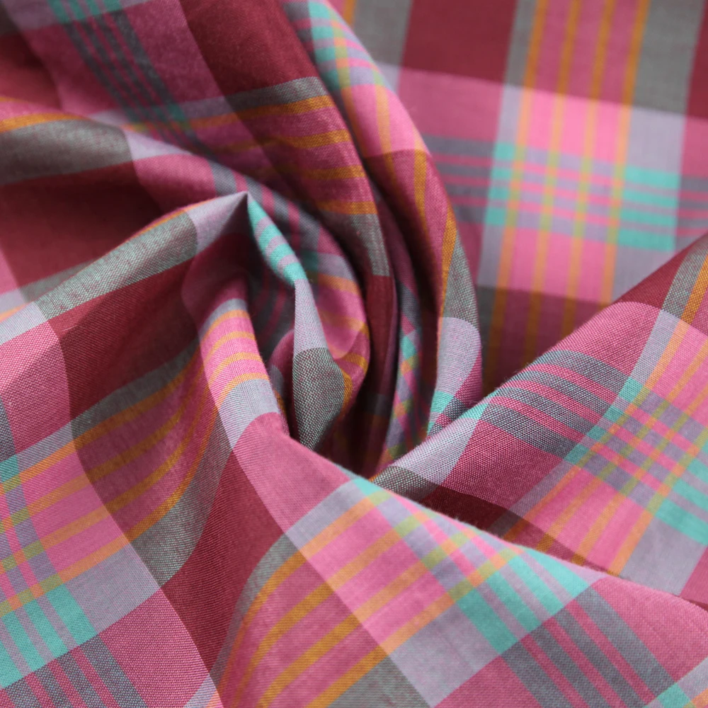 Красивая удобная дышащая Модная шелковая хлопчатобумажная пряжа окрашенная ткань в клетку платье рубашка юбка