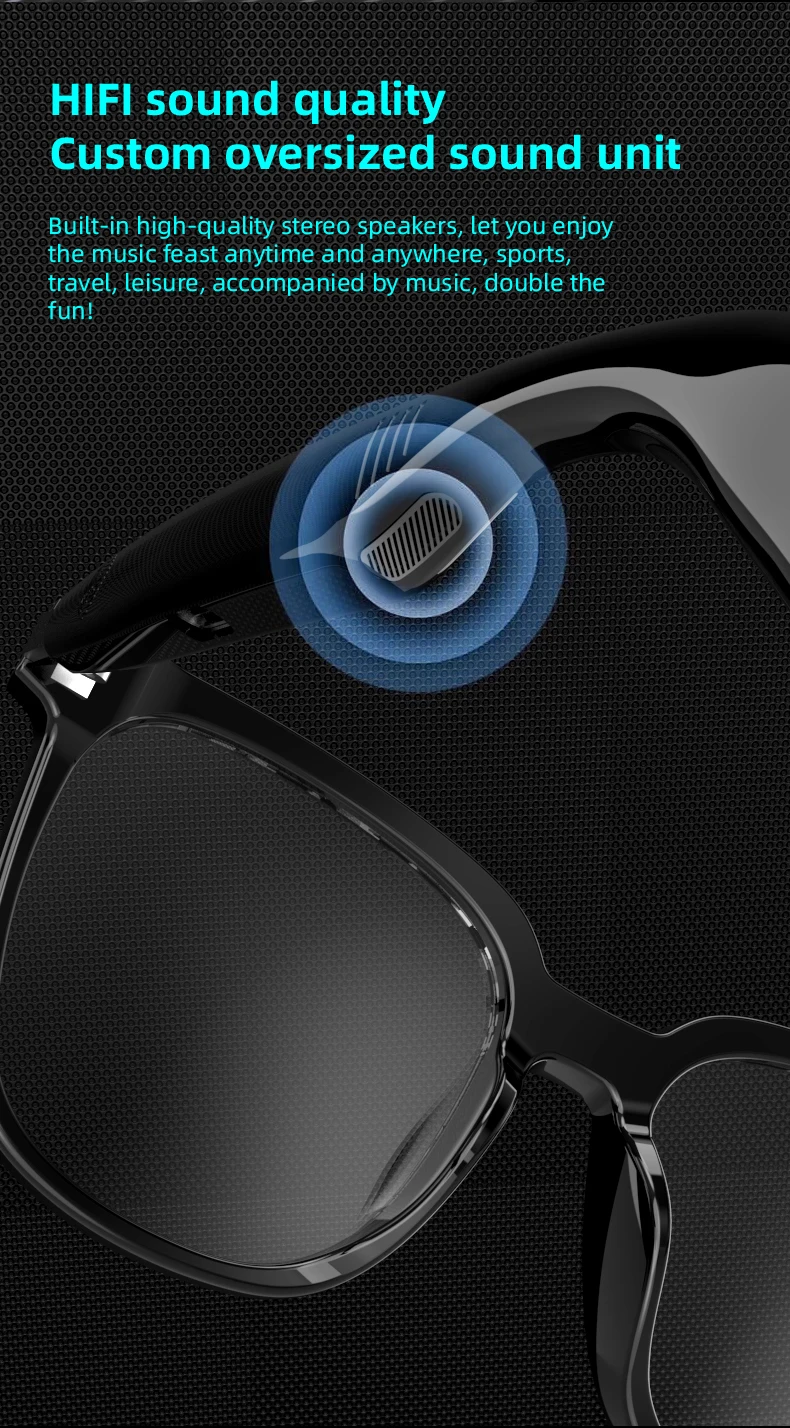 SG-19 PRO Anti Blue Light Audio Smart Glasses BT Call Music Player Sports Smart Wearable Headset Men Outdoor Fashion Sunglasses