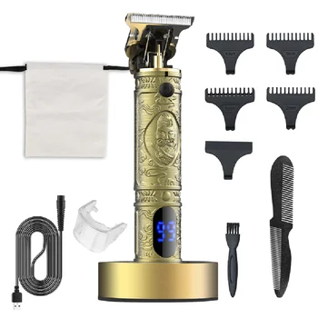 LM-718 Professional USB Electric Cordless Hair Trimmer with Charging Dock Rechargeable T9 Blade Hair Cutting Clipper Hair