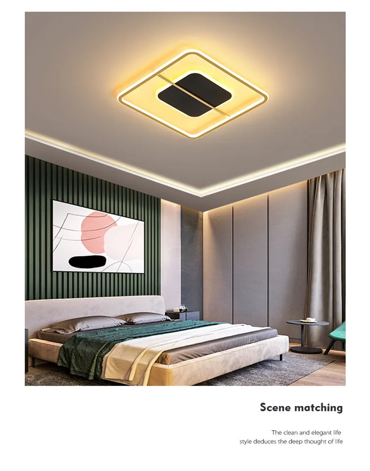 MEEROSEE Light Ceiling Lamp Led Flush Mount Light   Modern Black Light MD87191