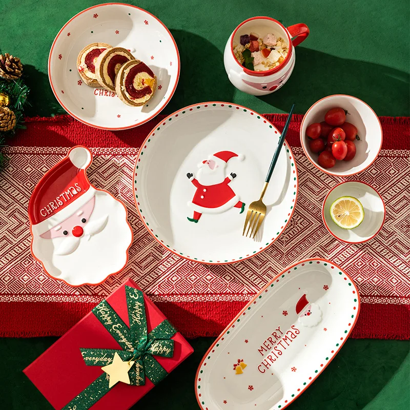 Santa Claus Plates Cute Christmas Dinnerware Sets