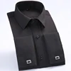 Black mens slim fit french cuff shirt