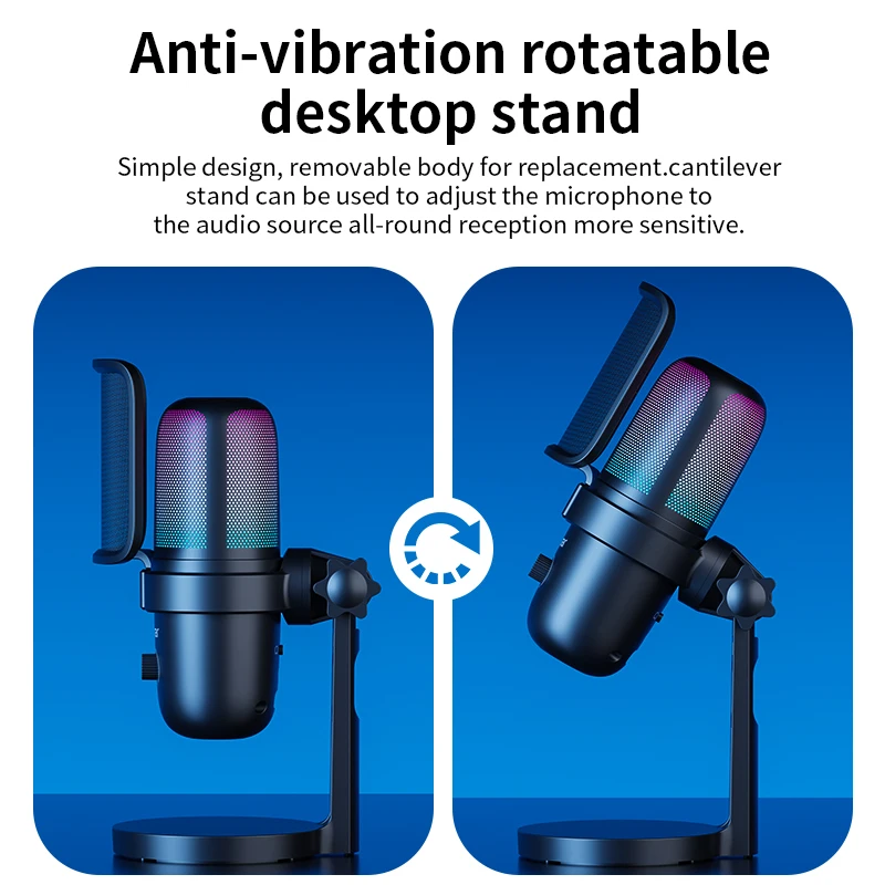 Professional Omnidirectional Desktop Microphone Low Frequency Microphone Condenser Microphone and Audio Interface