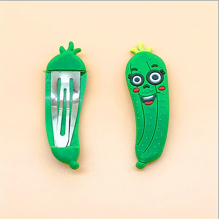 Модная резиновая заколка для волос из ПВХ с мультяшными фруктами 3D или 2D на заказ заколки девочек малышей