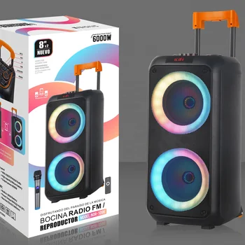 NDR-1096 Stock Factory Outdoor Portable Stereo Wireless Sound Equipment Amplifiers Bass Speakers J-jb l Double 8 Inch RGB Lights