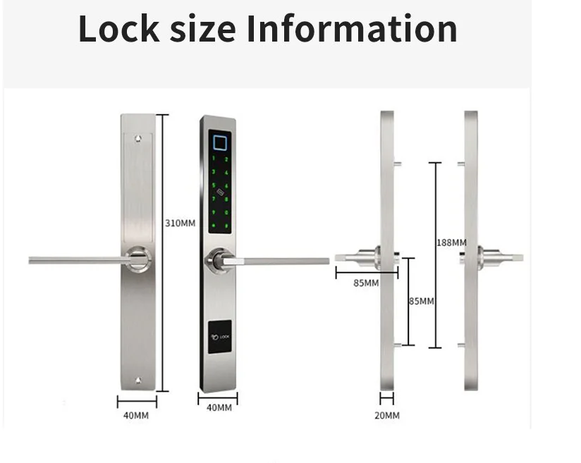 Slim Aluminium APP Smart Lock Broken Bridge Wifi Remote Unlock Fingerprint Electric Smart for Sliding Glass Door Lock with Hook