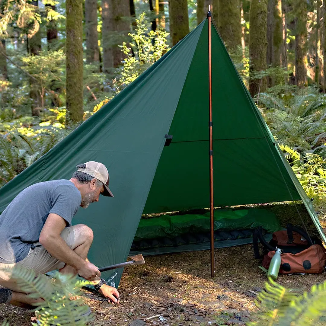 WOQI Portable Waterproof Rain Fly Backpacking Tarp Lightweight Rainfly  Hammock Shelter Essential Camping Tarp