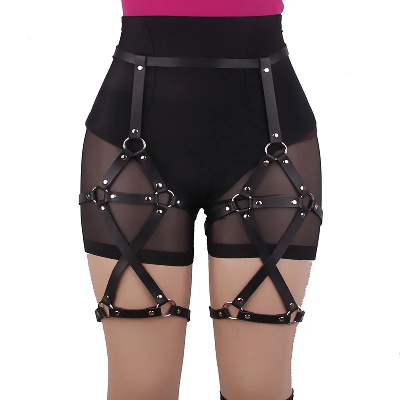 Women's Sexy Black Leather Garter Belt - Adjustable Neo-Gothic Suspender  Lingerie for Every Occasion - Punk Rave Outfit