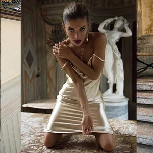 Plus Size Women's Dresses Party Backless Bandage Sexy Spaghetti Straps Satin Long Pencil Ladies Wear Dress