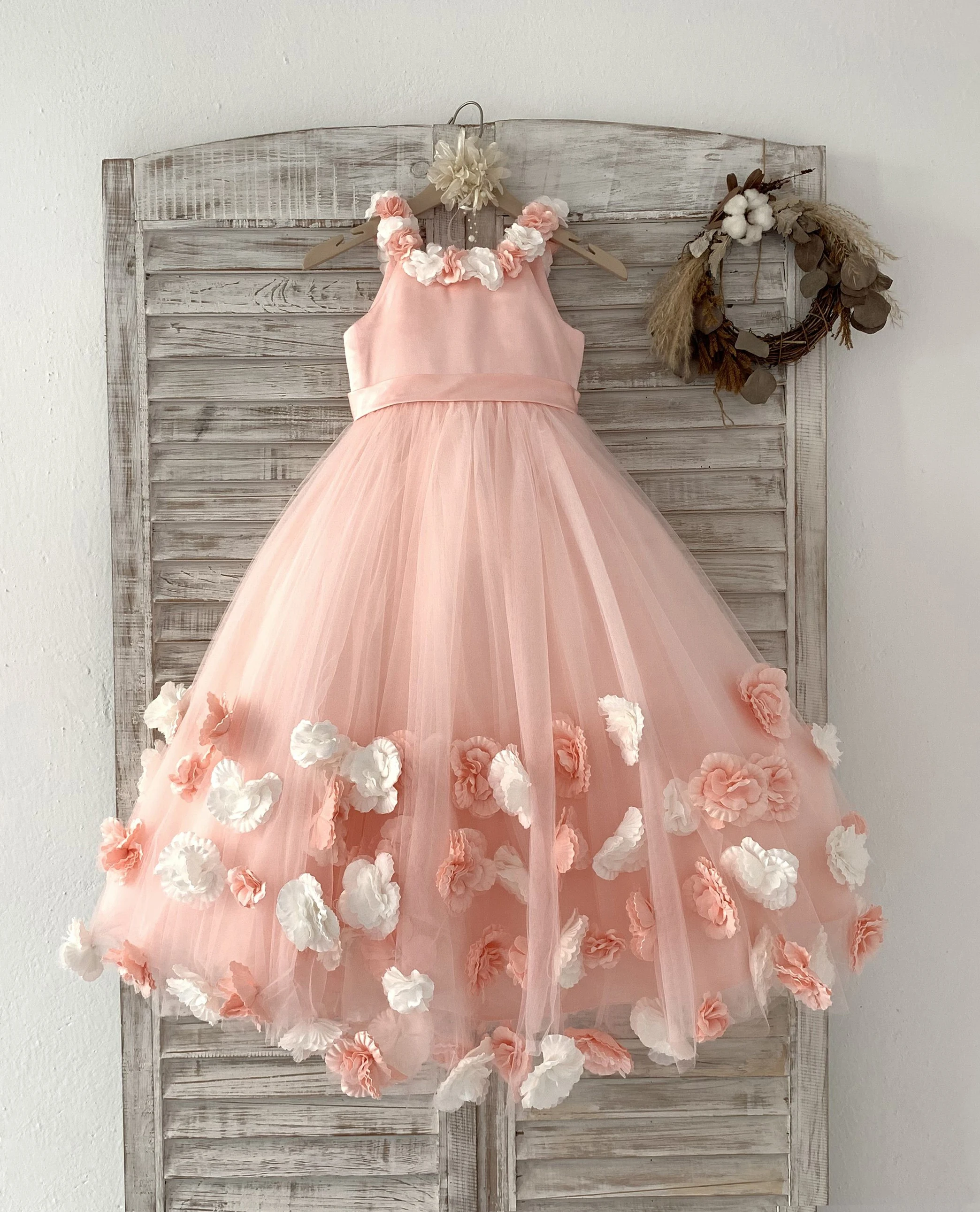 Beautiful 3D Flowers Tulle Baby Dress by Cinderella Couture USA AS9141B
