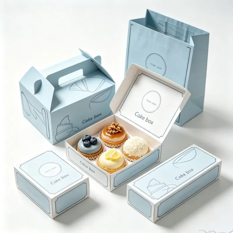 Boîte en papier pour beignets, vente en gros, impression de logo, boîte pour collations conforme aux normes alimentaires, petites boîtes à gâteaux, boîte d'emballage pour pains et gâteaux