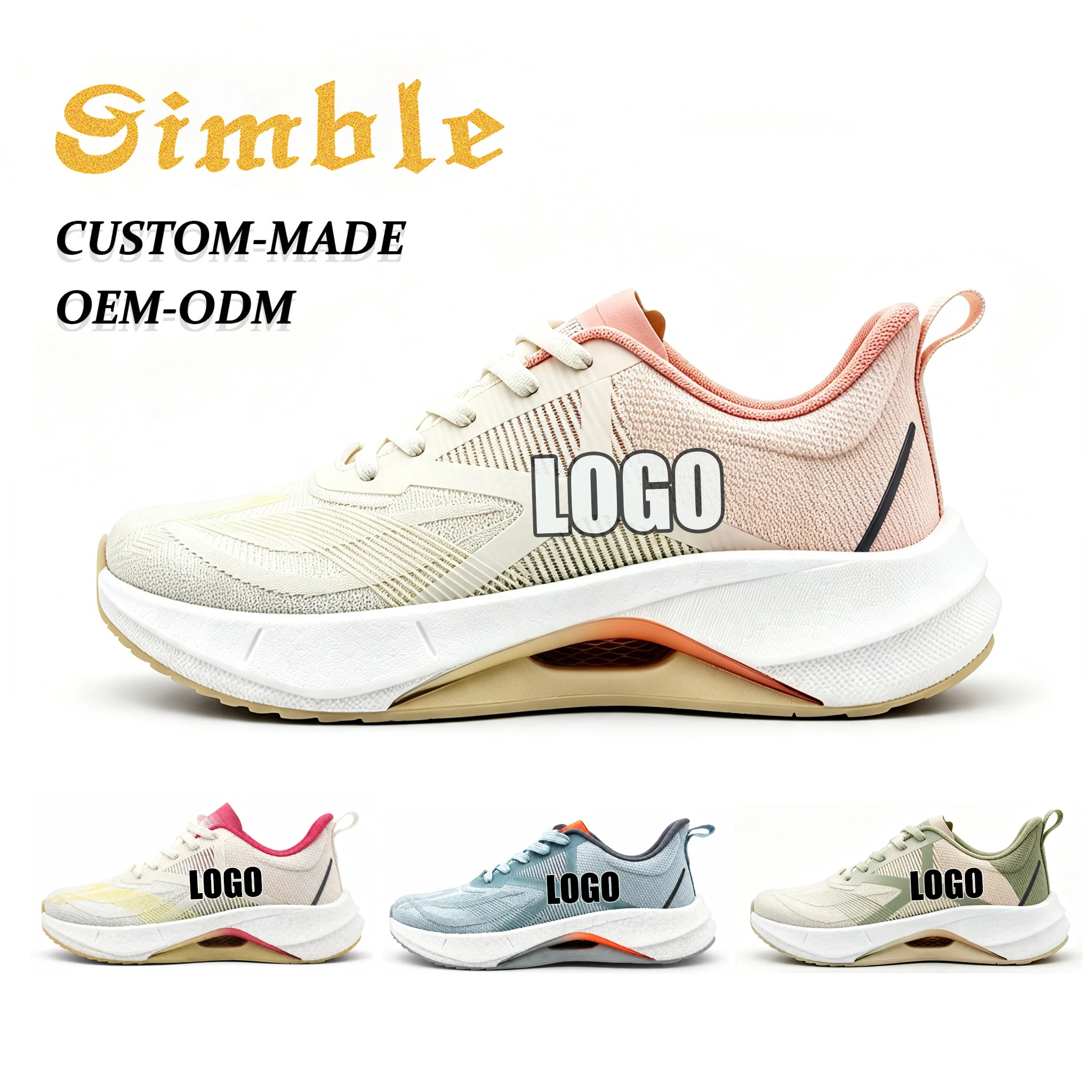 Customized Fashion Women Casual Sneakers Shock-absorption Hard-wearing Breathable Fly Knit Sporty Running Shoes