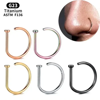 G23 Titanium D Shape  Nose Piercing ASTM F136 20G Nose Ring Hoop Septum Rings Sexy Women Body Jewelry Nariz Stud