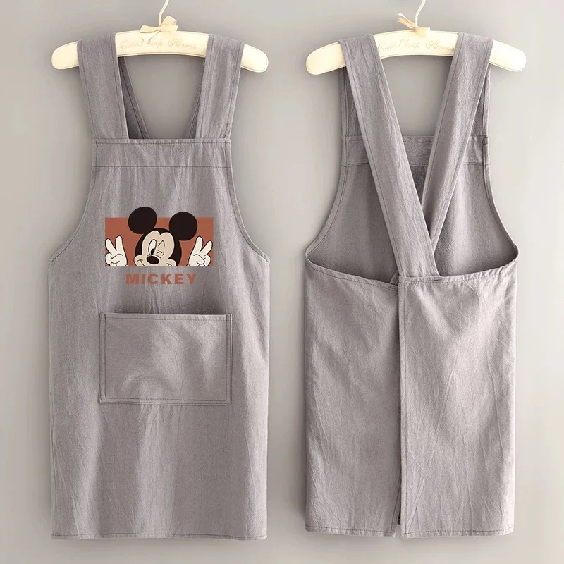 Wholesale Custom Logo Restaurants 100% Cotton Linen Apron With Waterproof Apron For BBQ Food Cooking Kitchen Apron