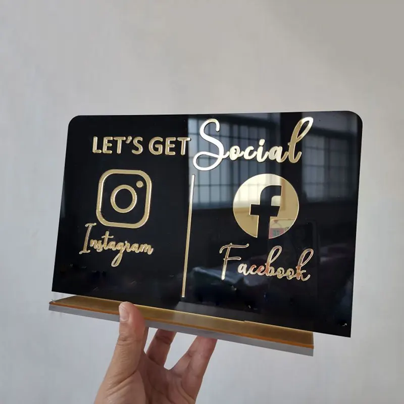 Social Media Counter Instagram Qr Code Acrylic Counter Stand Sign
