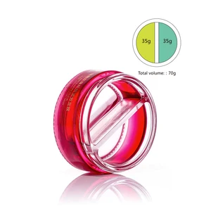 Factory Wholesale New Style AB Partition Glass Jar 70g Total Volume with 35g on One Side Plastic Cap for Cosmetic Skin Care