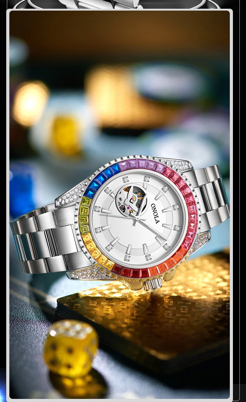 ONOLA 3839 Orologio automatico classico luminoso casual di lusso per uomo, orologio meccanico sportivo impermeabile multifunzione da uomo