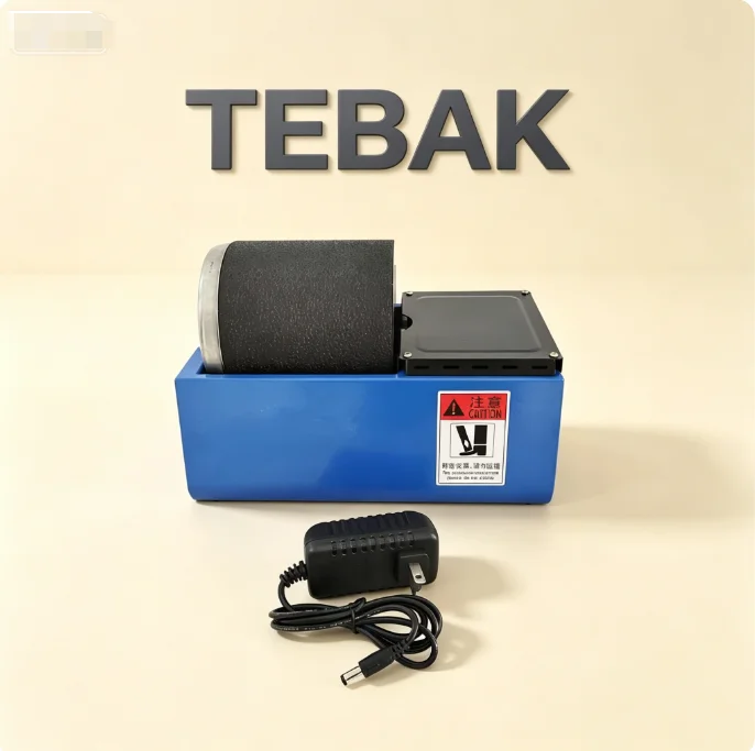 TEBAK Automatic Jewelry Polishing Tumbler, Small Silicone Roller Rock Polisher for Gemstone Silver Jewelry Finishing