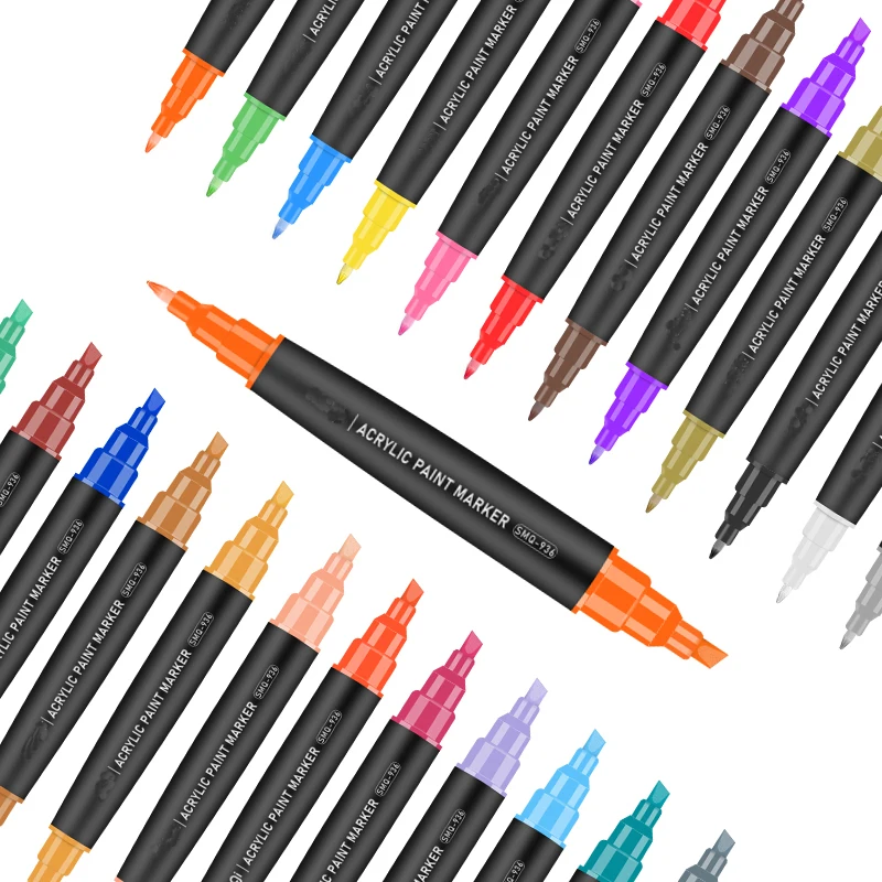 Acrylic Paint Marker Pens 12/24/36 Colors Marcadores Double Tip