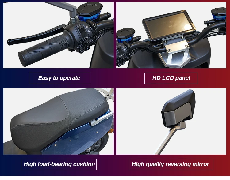 CKD SKD 12inch 2 Passenger Electric Motorbike 700/900W 55km/h Speed Electric Motorcycle Manufacturer for Adults