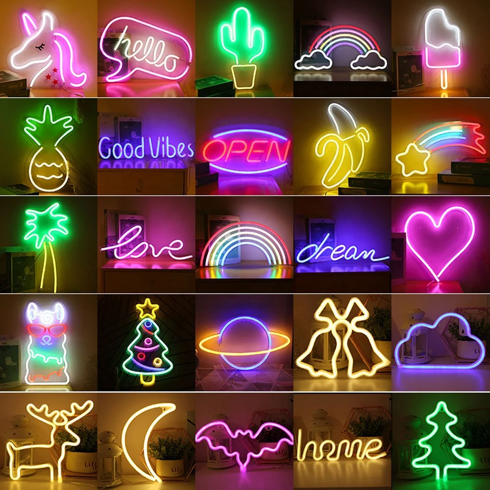 卸売カスタムLEDネオンサインライト、雲、愛、月の形をした吊り下げ