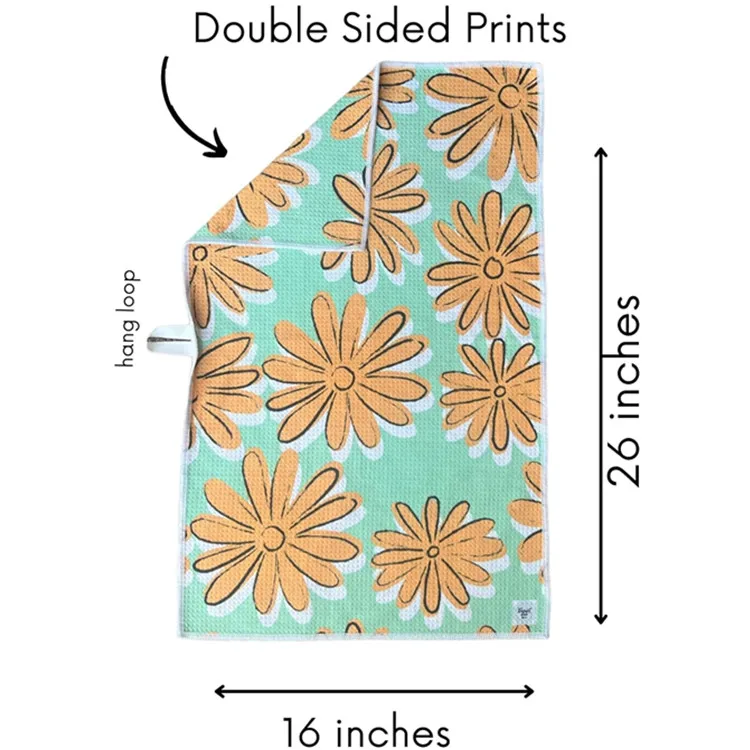 Weave Tea Towel Microfiber Kitchen Dish Towels Hand Loop Designer Prints