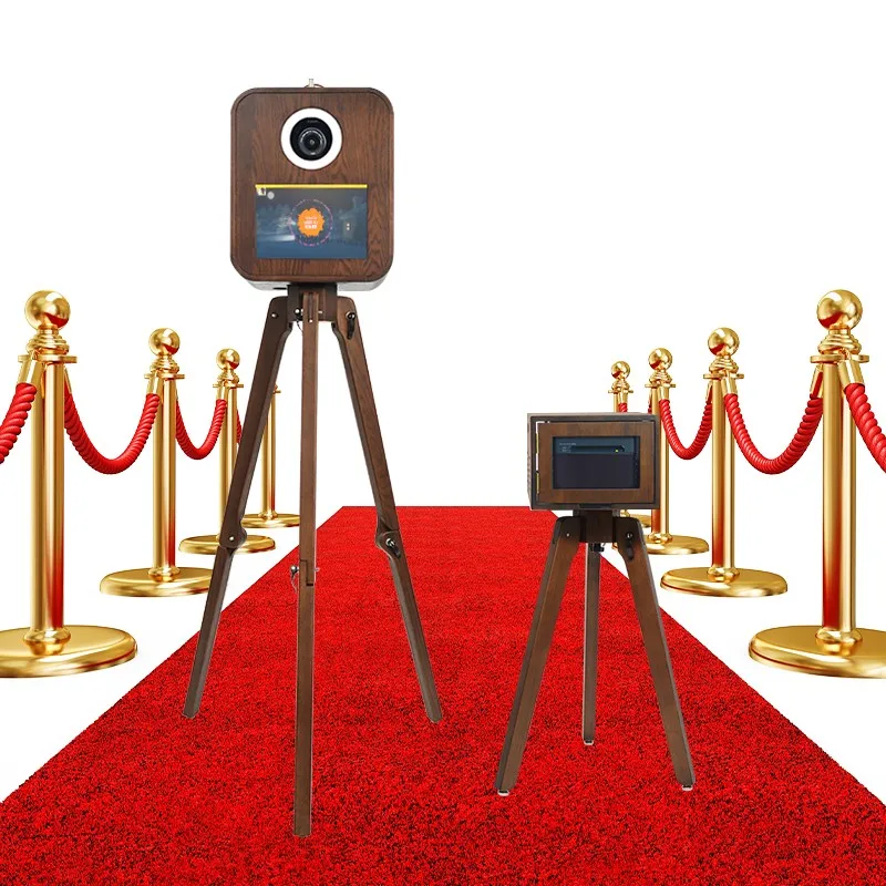 レトロリアルウッドフォトブース 13.3インチ タッチスクリーン 木製