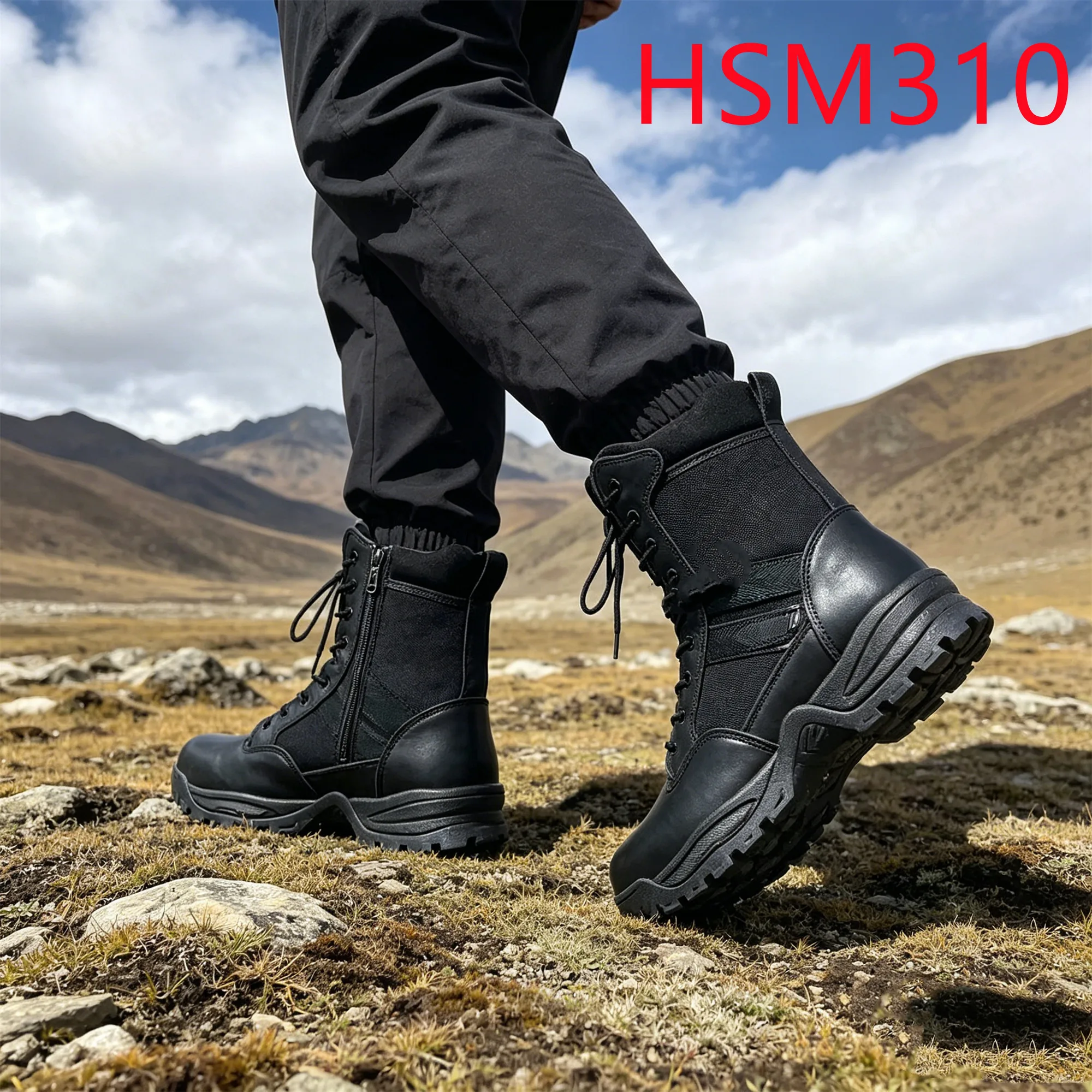 HY,Tactical-style Shockproof EVA+rubber Sole Combat Boots with Side Zip Full Grain Leather 8 Inch Marching Boots for Sale HSM310