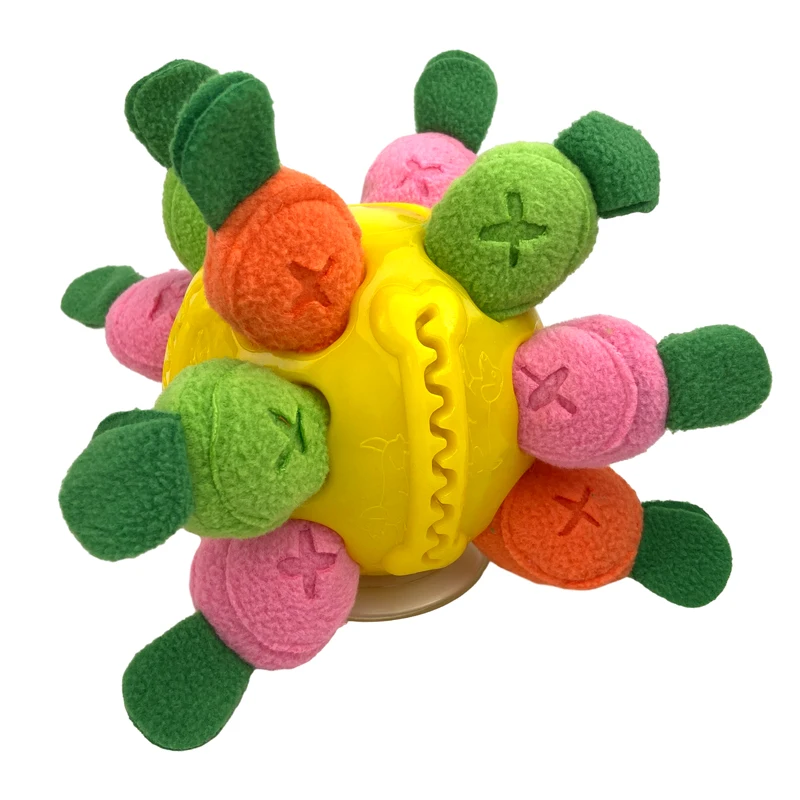 Encourage Natural Foraging Skills Dog Squeaky Toy Ball With Suction Cups Rubber Dog Puzzle Toy Slow Feeder details