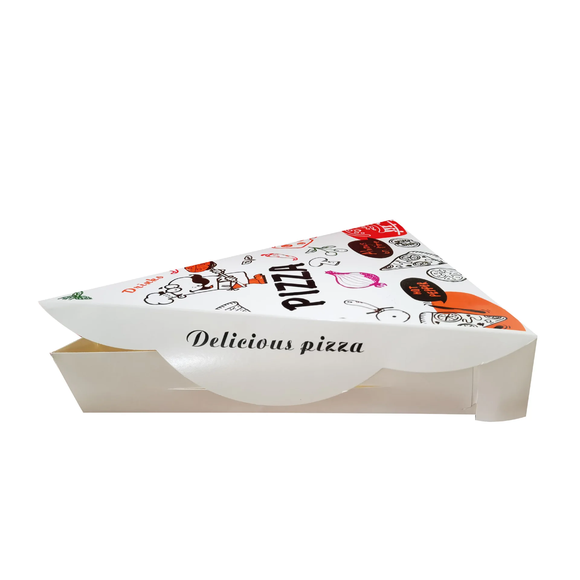 High Quality Triangular Pizza Slice Box Custom Printed Corrugated Board Packaging Embossed UV Coated for Food Industrial Use