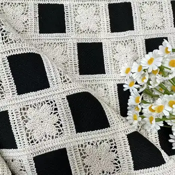 Geometric square rope embroidery water soluble embroidered cloth dress fashion throw pillow fabric