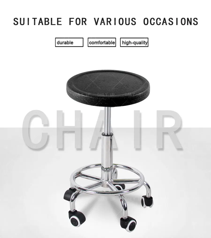Swivel Adjustable Lab Stool With Footrest Frosted Thickened Seat Hospital Stool With Wheels For School Laboratory Workshop