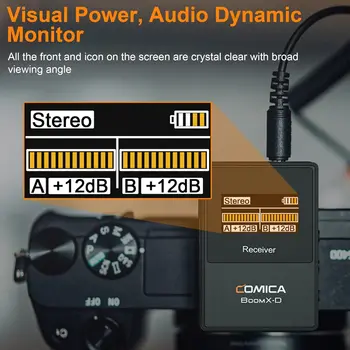 Comica BoomX-D2 - Wireless Microphone System for Cameras, Camcorders, Smartphones, Laptops, Compact Wireless Lavalier Lapel detail image
